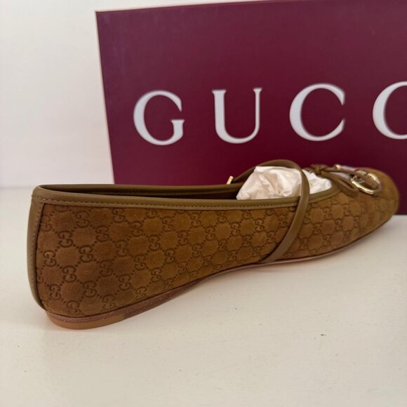 GUCCI, Suede Horsebit GG Ballerinas - Picture 11 of 15